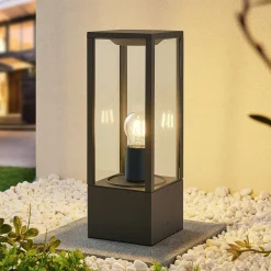 Lindby Peldar sokkellampe, høyde 40 cm, antrasitt, glass| Sokkellamper