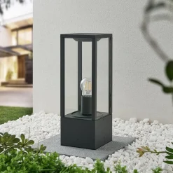 Lindby Peldar sokkellampe, høyde 40 cm, antrasitt, glass| Sokkellamper