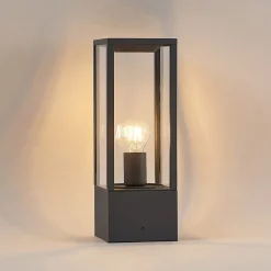 Lindby Peldar sokkellampe, høyde 40 cm, antrasitt, glass| Sokkellamper