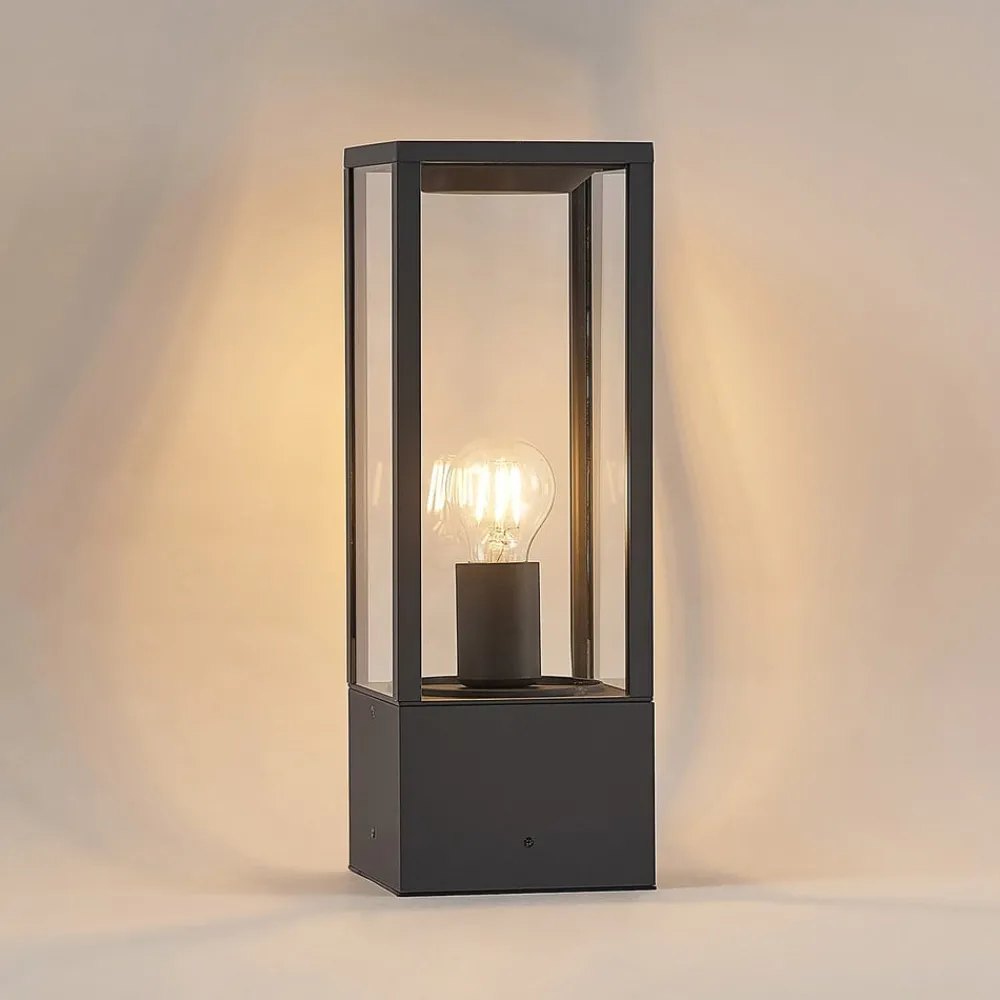 Lindby Peldar sokkellampe, høyde 40 cm, antrasitt, glass| Sokkellamper