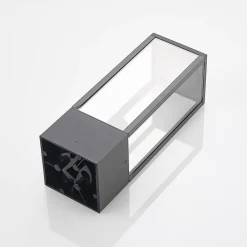 Lindby Peldar sokkellampe, høyde 40 cm, antrasitt, glass| Sokkellamper