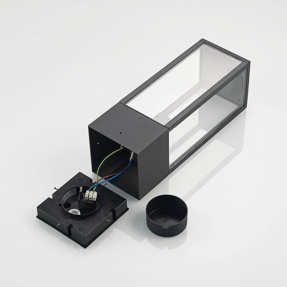 Lindby Peldar sokkellampe, høyde 40 cm, antrasitt, glass| Sokkellamper