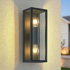 Lindby Peldar utendørs vegglampe, klar, 2 lyskilder, 38 cm, metall Sale