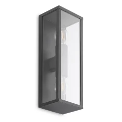 Lindby Peldar utendørs vegglampe, klar, 2 lyskilder, 38 cm, metall Sale