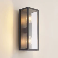 Lindby Peldar utendørs vegglampe, klar, 2 lyskilder, 38 cm, metall Sale