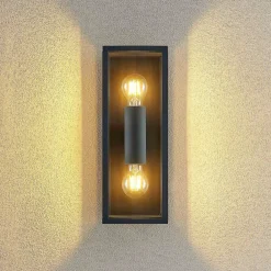 Lindby Peldar utendørs vegglampe, klar, 2 lyskilder, 38 cm, metall Sale