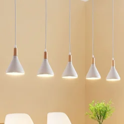 Lindby pendellampe Arina, 100 cm, hvit, 5 lyskilder, E14| Pendellamper