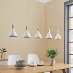 Lindby pendellampe Arina, 100 cm, hvit, 5 lyskilder, E14| Pendellamper