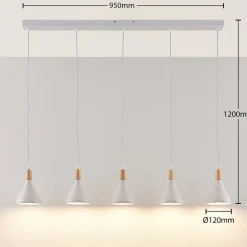 Lindby pendellampe Arina, 100 cm, hvit, 5 lyskilder, E14| Pendellamper