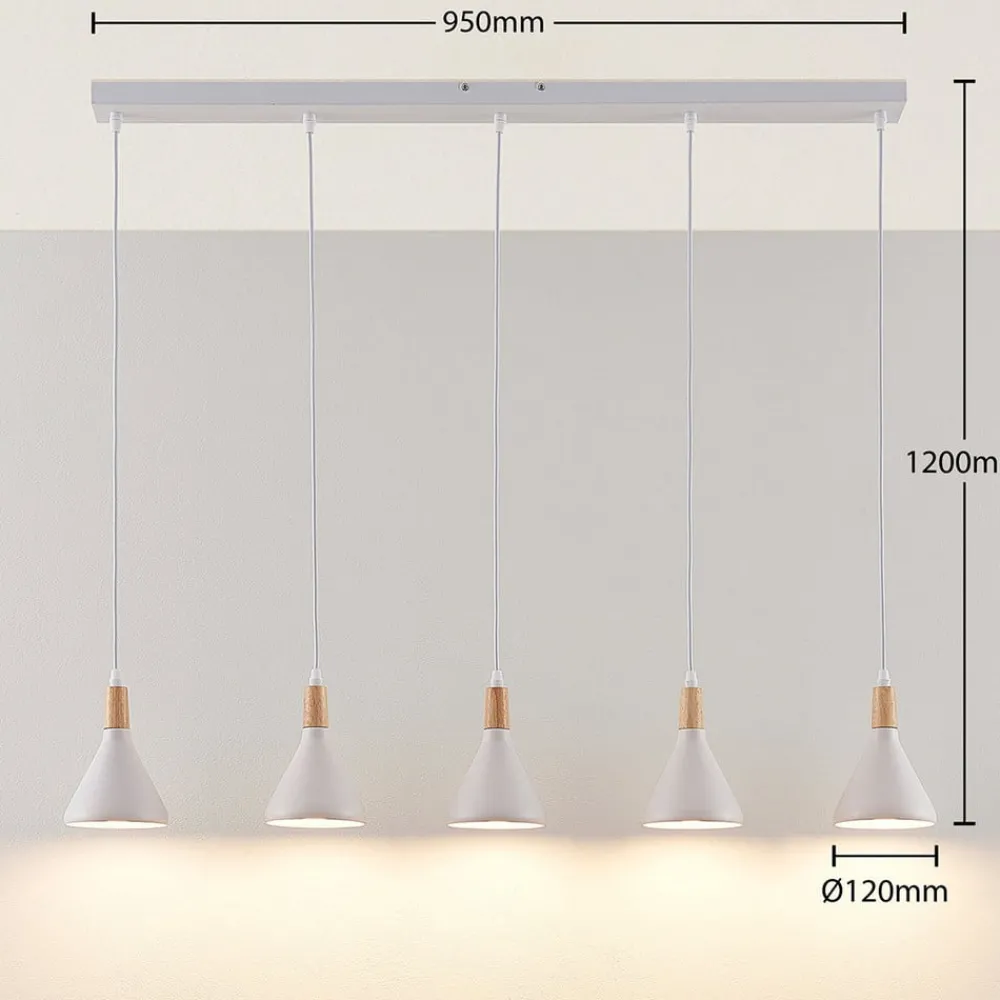Lindby pendellampe Arina, 100 cm, hvit, 5 lyskilder, E14| Pendellamper