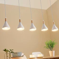 Lindby pendellampe Arina, 100 cm, hvit, 5 lyskilder, E14| Pendellamper