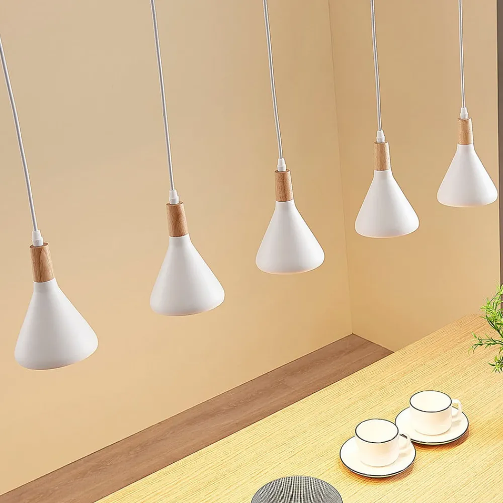 Lindby pendellampe Arina, 100 cm, hvit, 5 lyskilder, E14| Pendellamper