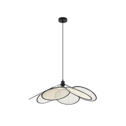 Lindby pendellampe Astraia, natur/svart, lin, Ø 80 cm| Pendellamper