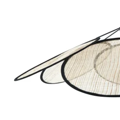 Lindby pendellampe Astraia, natur/svart, lin, Ø 80 cm| Pendellamper