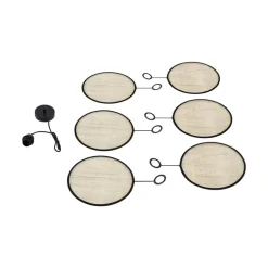 Lindby pendellampe Astraia, natur/svart, lin, Ø 80 cm| Pendellamper