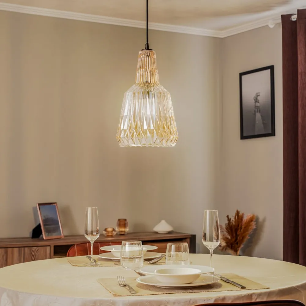 Lindby pendellampe Belarion, ravfarget, glass, Ø 23 cm| Pendellamper