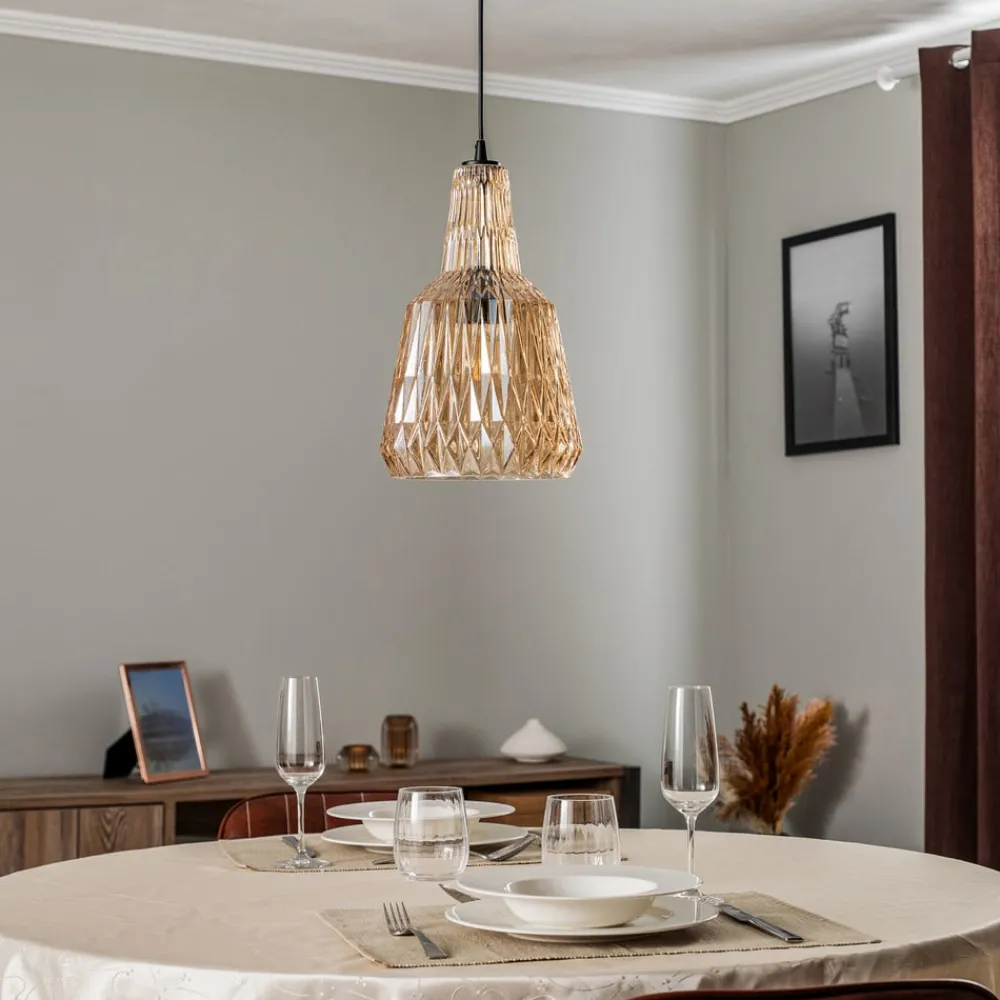 Lindby pendellampe Belarion, ravfarget, glass, Ø 23 cm| Pendellamper