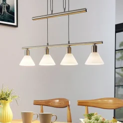 Lindby pendellampe Delira, 4 lyskilder, nikkel, høydejusterbar| Pendellamper