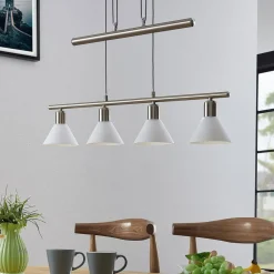 Lindby pendellampe Delira, 4 lyskilder, nikkel, høydejusterbar| Pendellamper