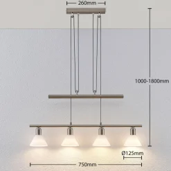 Lindby pendellampe Delira, 4 lyskilder, nikkel, høydejusterbar| Pendellamper