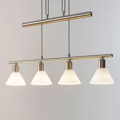 Lindby pendellampe Delira, 4 lyskilder, nikkel, høydejusterbar| Pendellamper