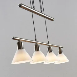 Lindby pendellampe Delira, 4 lyskilder, nikkel, høydejusterbar| Pendellamper