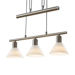 Lindby pendellampe Delira, 3 lyskilder, nikkel, høydejusterbar| Pendellamper