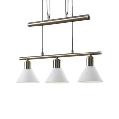 Lindby pendellampe Delira, 3 lyskilder, nikkel, høydejusterbar| Pendellamper