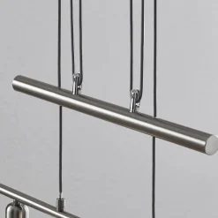 Lindby pendellampe Delira, 3 lyskilder, nikkel, høydejusterbar| Pendellamper