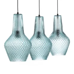 Lindby pendellampe Drakar, 3-lys, lyseblå, glass, Ø 25 cm| Pendellamper
