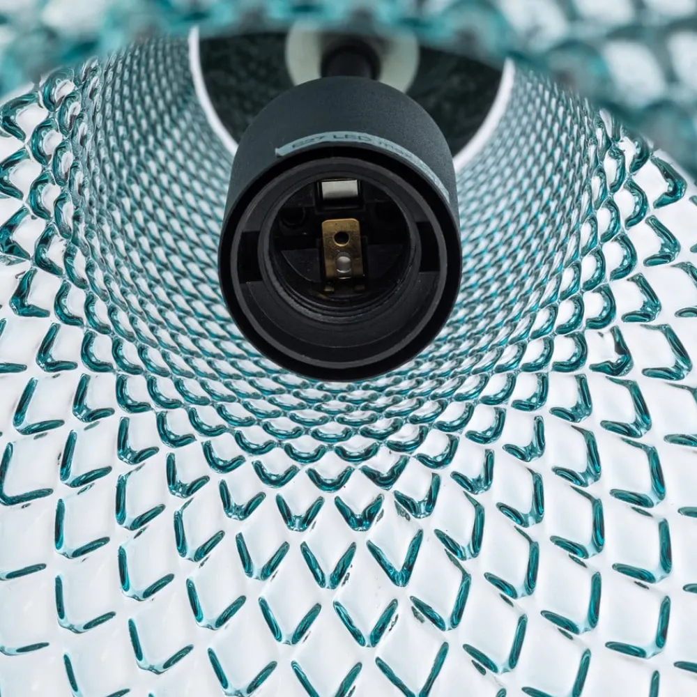 Lindby pendellampe Drakar, 3-lys, lyseblå, glass, Ø 25 cm| Pendellamper