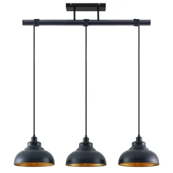 Lindby pendellampe Emna, 3 lyskilder, svart/gull, metall, 101 cm| Pendellamper