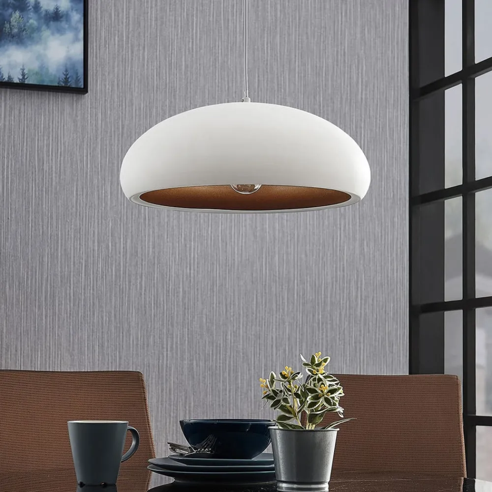 Lindby pendellampe Gerwina, hvit/gull, metall, 40 cm, E27 Best