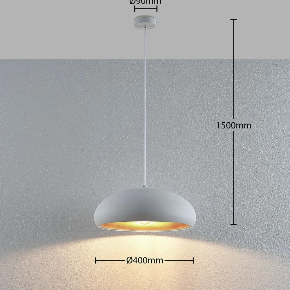Lindby pendellampe Gerwina, hvit/gull, metall, 40 cm, E27 Best