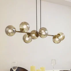 Lindby pendellampe Isamer, røykgrå, 130 cm, globus| Pendellamper