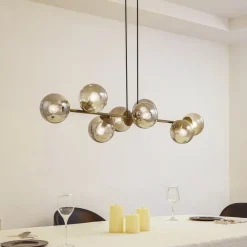 Lindby pendellampe Isamer, røykgrå, 130 cm, globus| Pendellamper