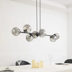 Lindby pendellampe Isamer, røykgrå, 130 cm, globus| Pendellamper