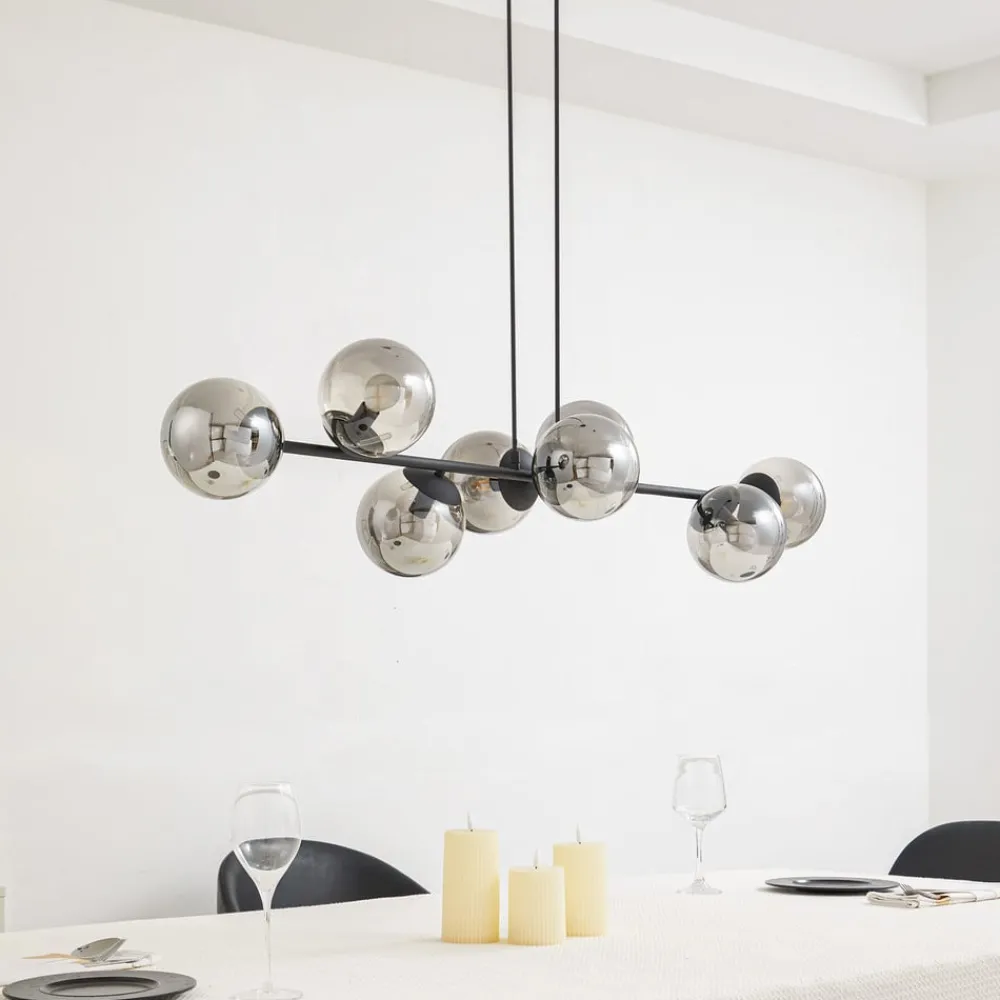 Lindby pendellampe Isamer, røykgrå, 130 cm, globus| Pendellamper