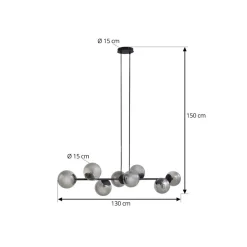 Lindby pendellampe Isamer, røykgrå, 130 cm, globus| Pendellamper