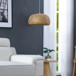 Lindby pendellampe Jadwiga, Ø 45 cm, bambus, E27 New