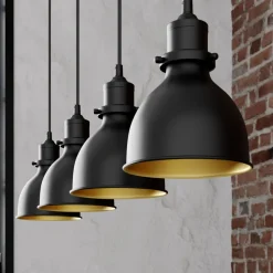 Lindby pendellampe Jasminka, svart/gull, metall, 4 lyskilder.| Pendellamper