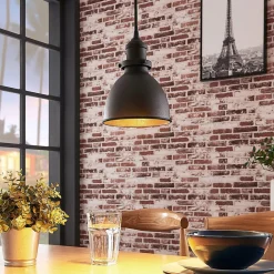 Lindby pendellampe Jasminka, svart/gull, metall, 1 lyskilde.| Pendellamper