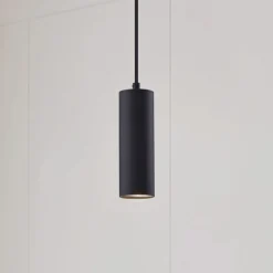 Lindby pendellampe Joffrey, Ø 6 cm, svart, metall, GU10| Pendellamper