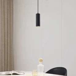 Lindby pendellampe Joffrey, Ø 6 cm, svart, metall, GU10| Pendellamper