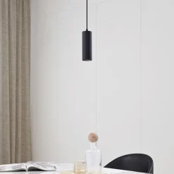 Lindby pendellampe Joffrey, Ø 6 cm, svart, metall, GU10| Pendellamper