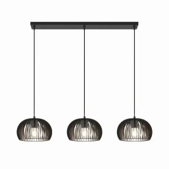 Lindby pendellampe Jusra, svart, metall, 3 lyskilder, 99 cm| Pendellamper
