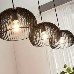 Lindby pendellampe Jusra, svart, metall, 3 lyskilder, 99 cm| Pendellamper