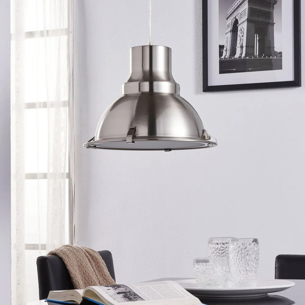 Lindby pendellampe Letty, Ø 39 cm, nikkelfarget, metall, E27 New