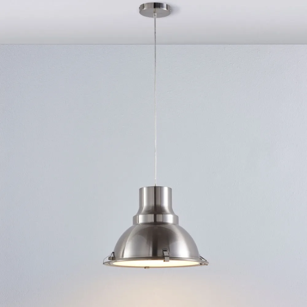 Lindby pendellampe Letty, Ø 39 cm, nikkelfarget, metall, E27 New