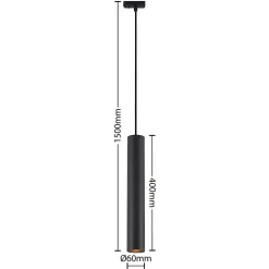 Lindby pendellampe Linaro, 40 cm, svart, 1-fase, GU10| Skinnesystem